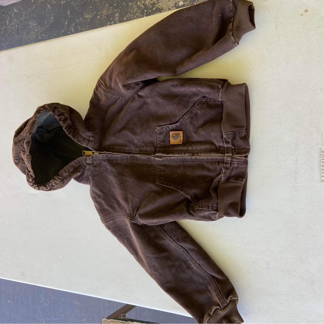 Carhartt Jacket Boys Youth Small Size s Brown Hooded... Depop