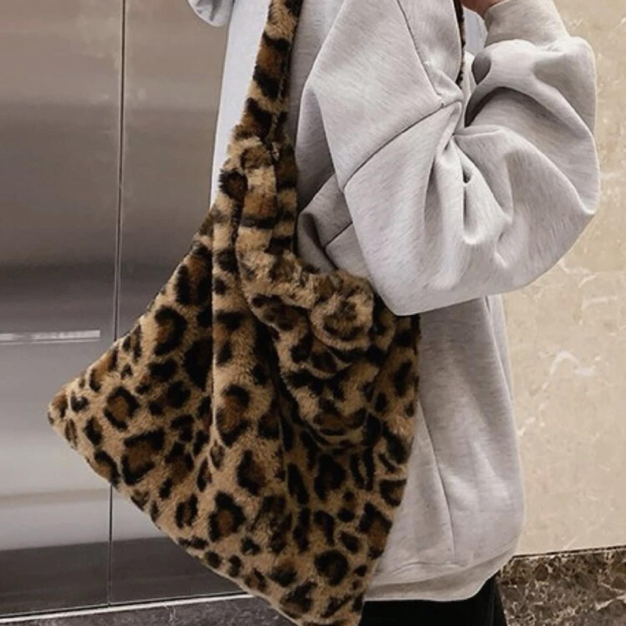 Leopard print fluffy shoulder bag Goes with a lot... - Depop