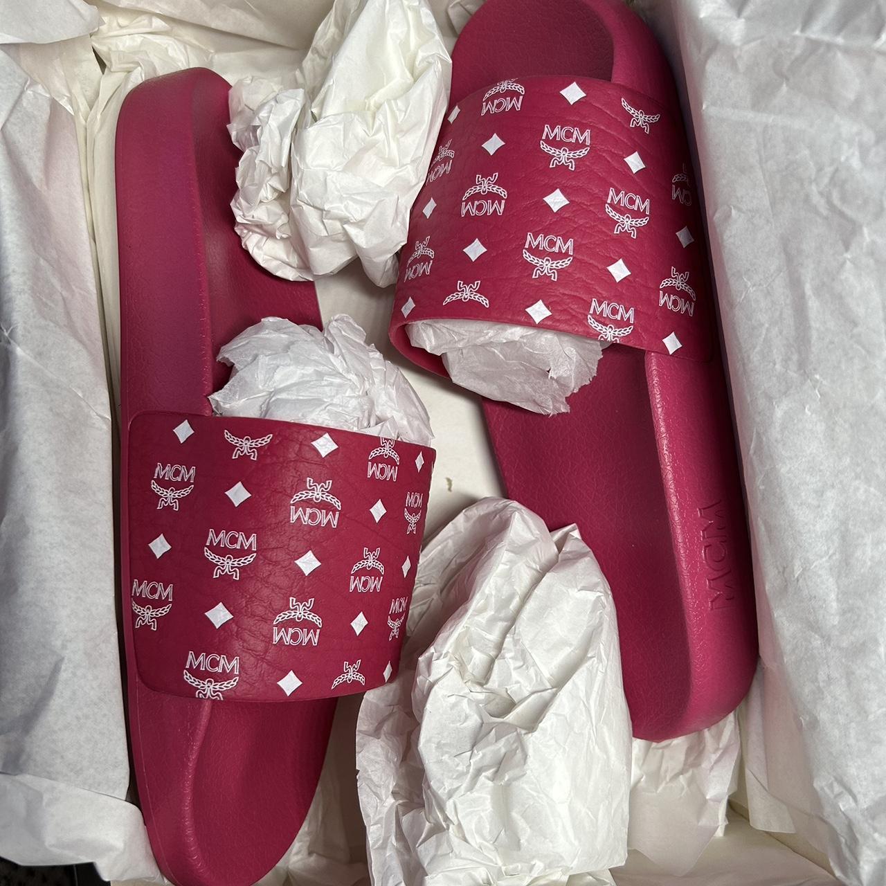 MCM woman pink slides Size 9 Depop