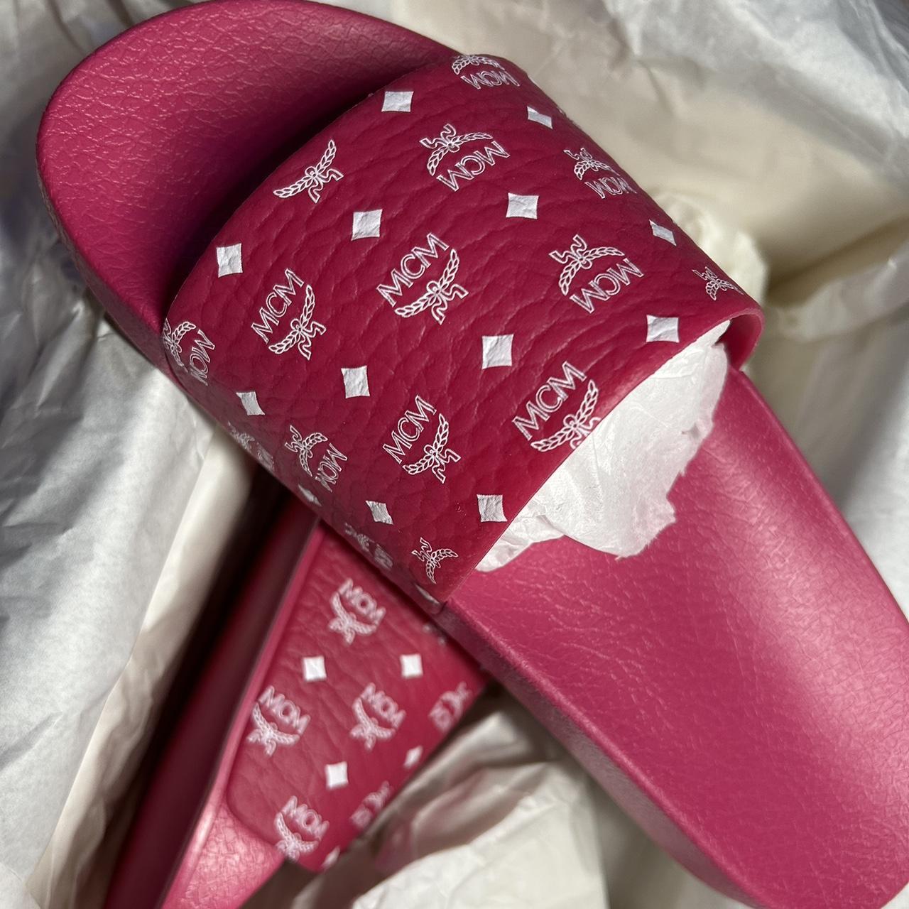 Neon pink mcm discount slides