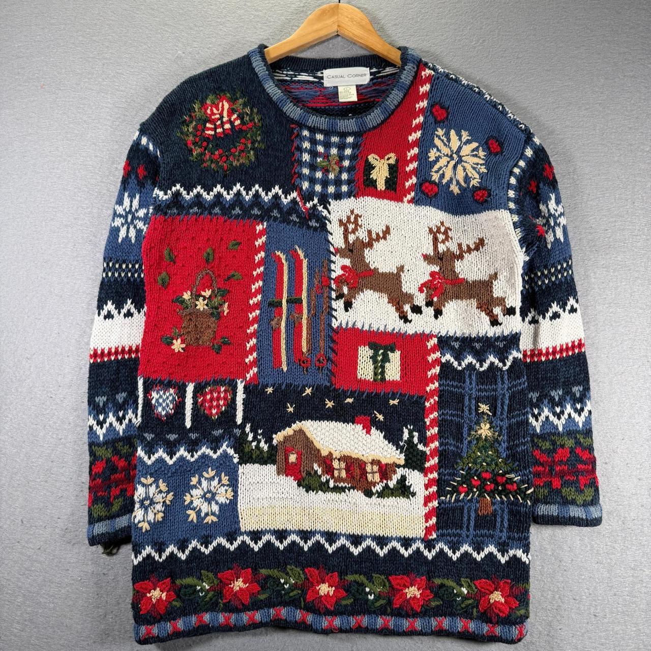 Casual Corner Women's Sweater - Blue/Red - L – Vi… - image 1