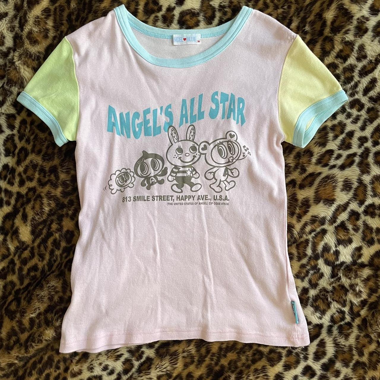 Pink Angel Blue baby tee ️ “ANGEL’S ALL STAR”... - Depop