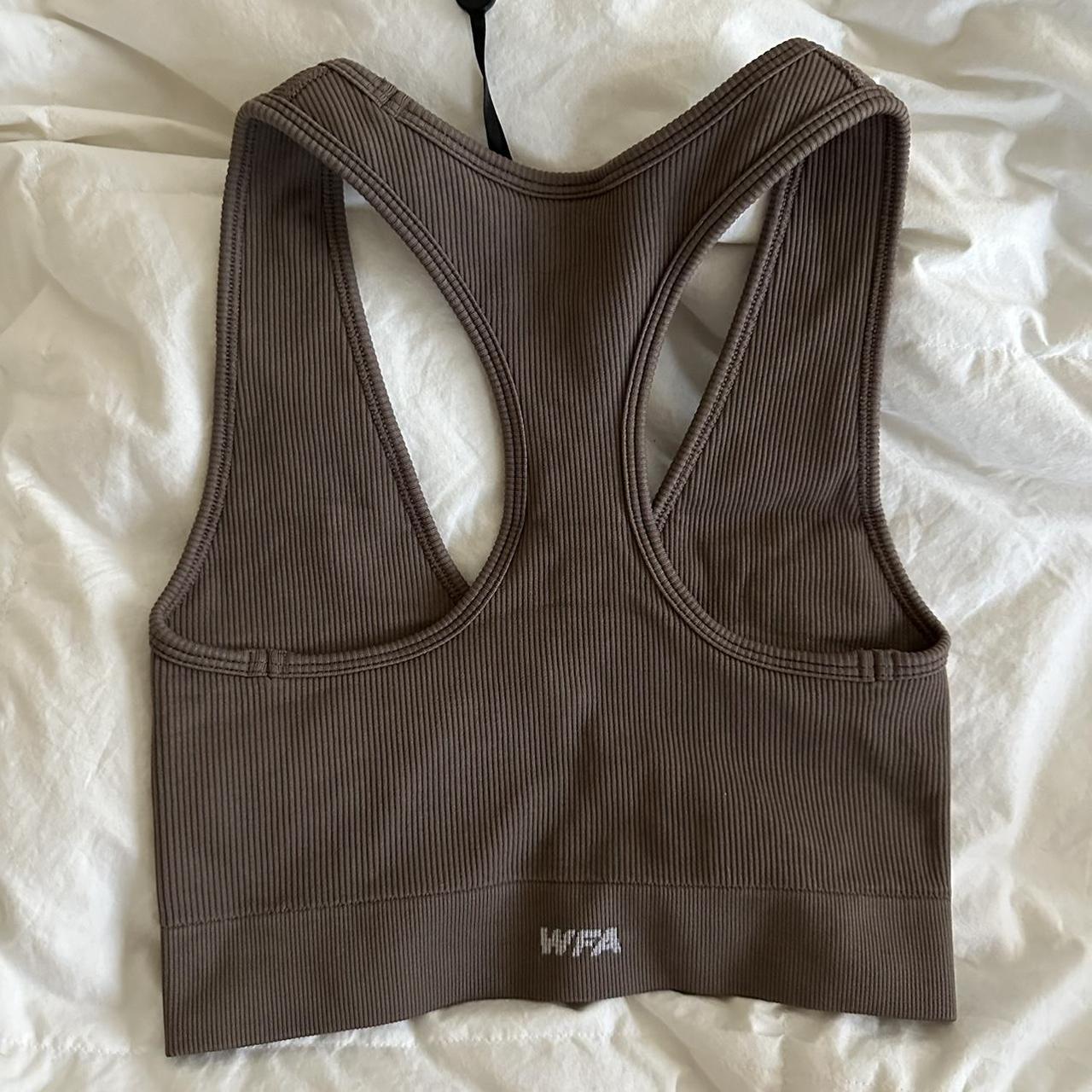 SEAMLESS BROWN SPORTS BRA white fox boutique... Depop