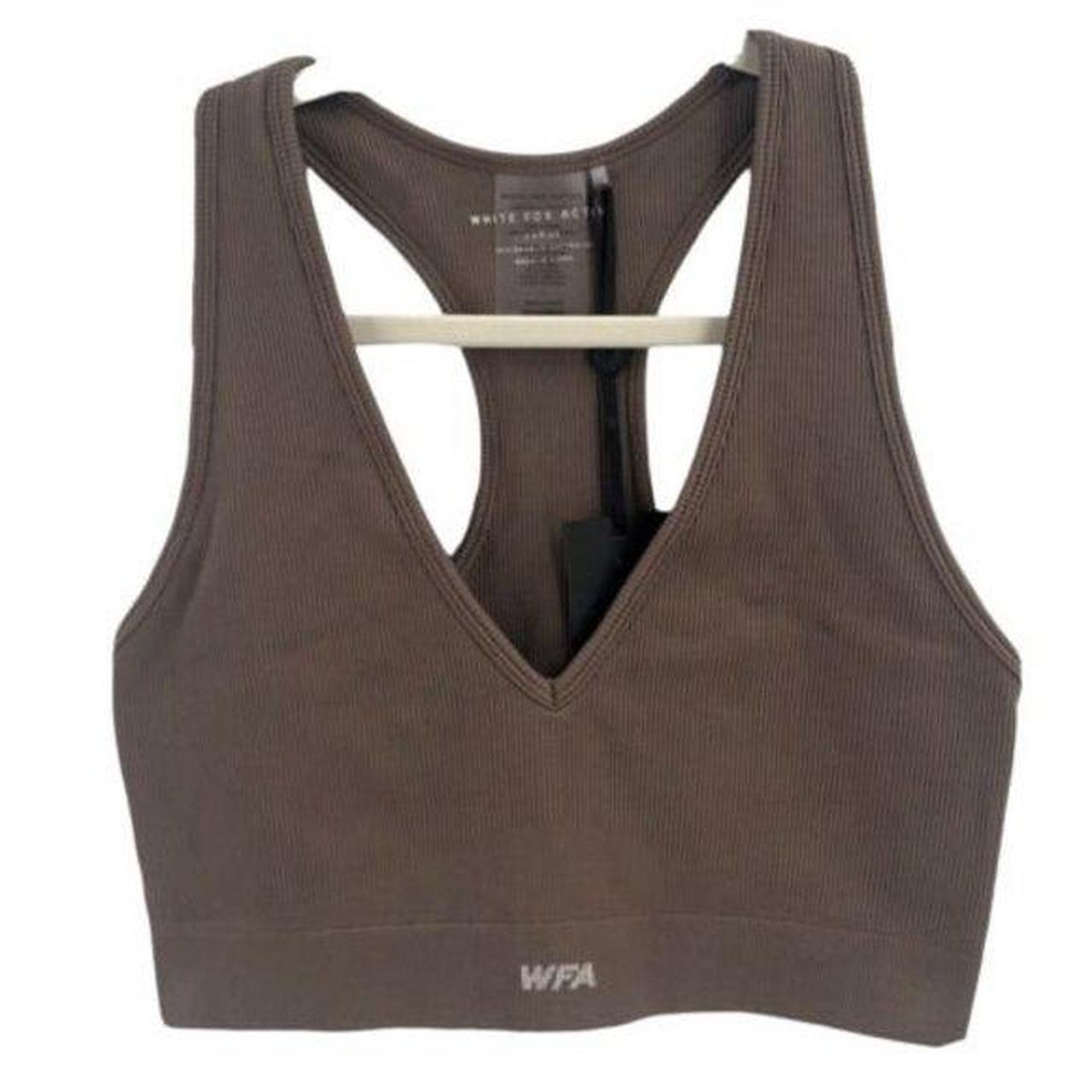 SEAMLESS BROWN SPORTS BRA white fox boutique... Depop