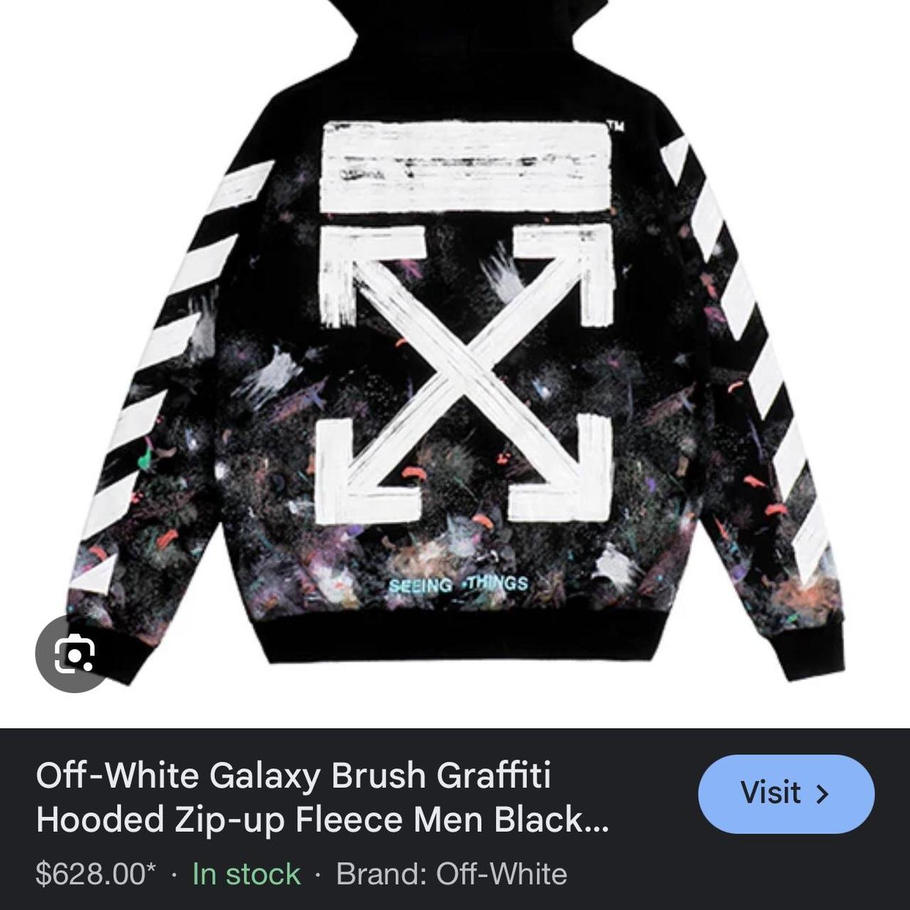 Off white galaxy zip up hoodie Used but still super. Depop