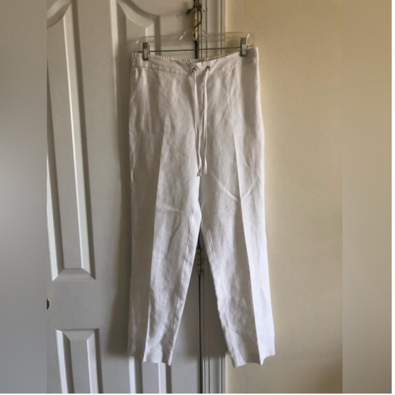 J. McLaughlin Linen White Pants size M Excellent... - Depop