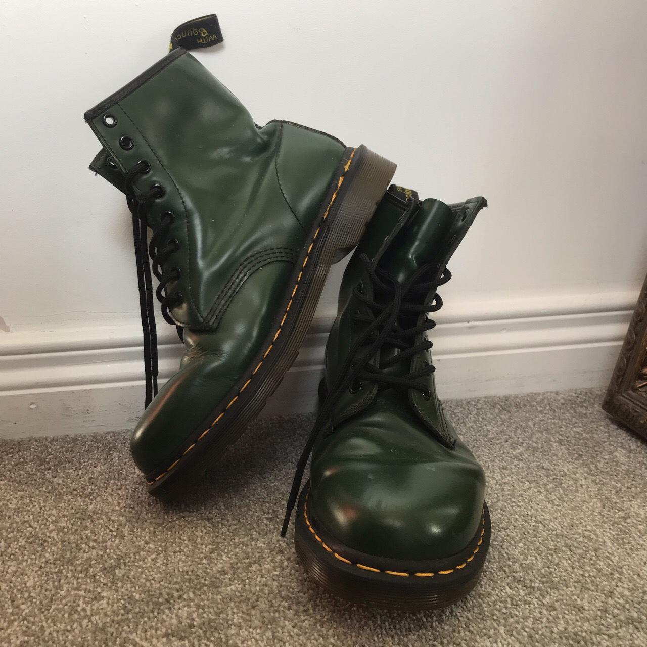 Doc martens Green 1460 Smooth leather lace up boots... - Depop