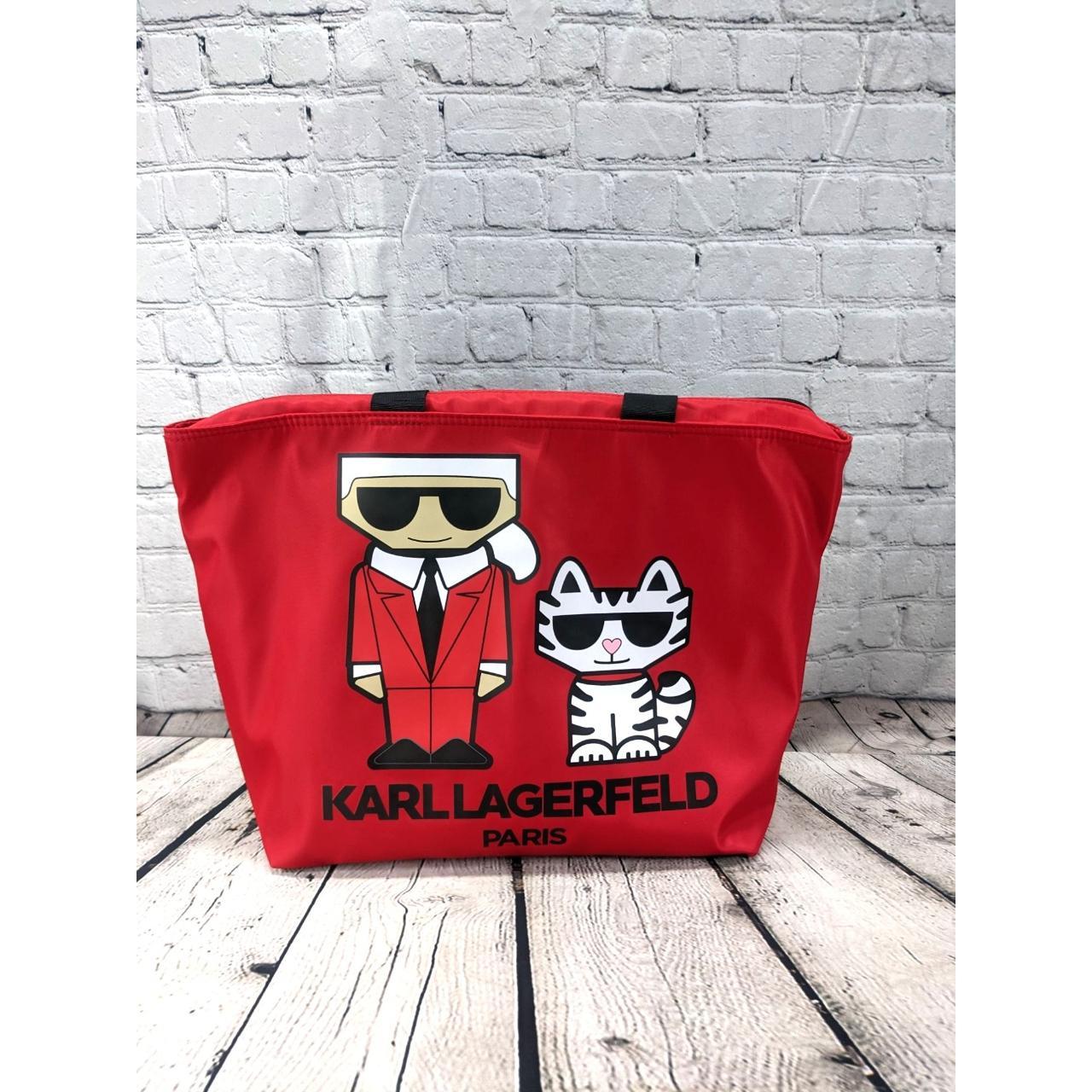 New Karl Lagerfeld Paris Amour Tote Bag Red 14.25