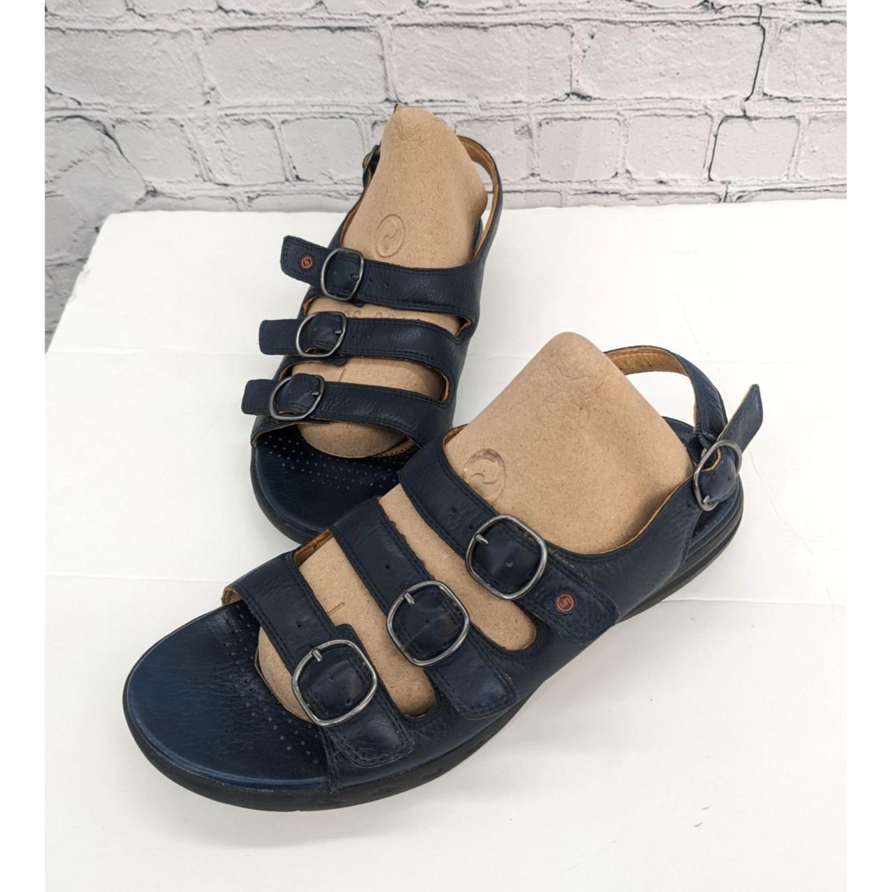 Unstructured Clarks Women Navy Blue Strap Buckle... - Depop