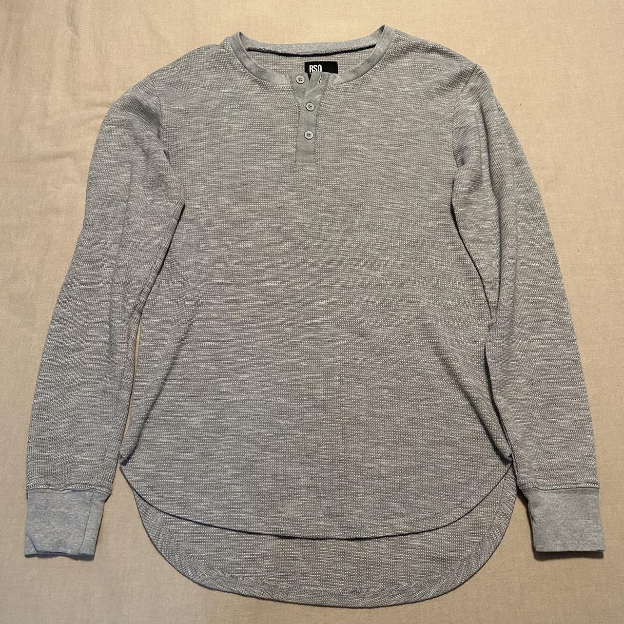 RSQ Gray Henley Mens Size Small Long Sleeve Light... - Depop