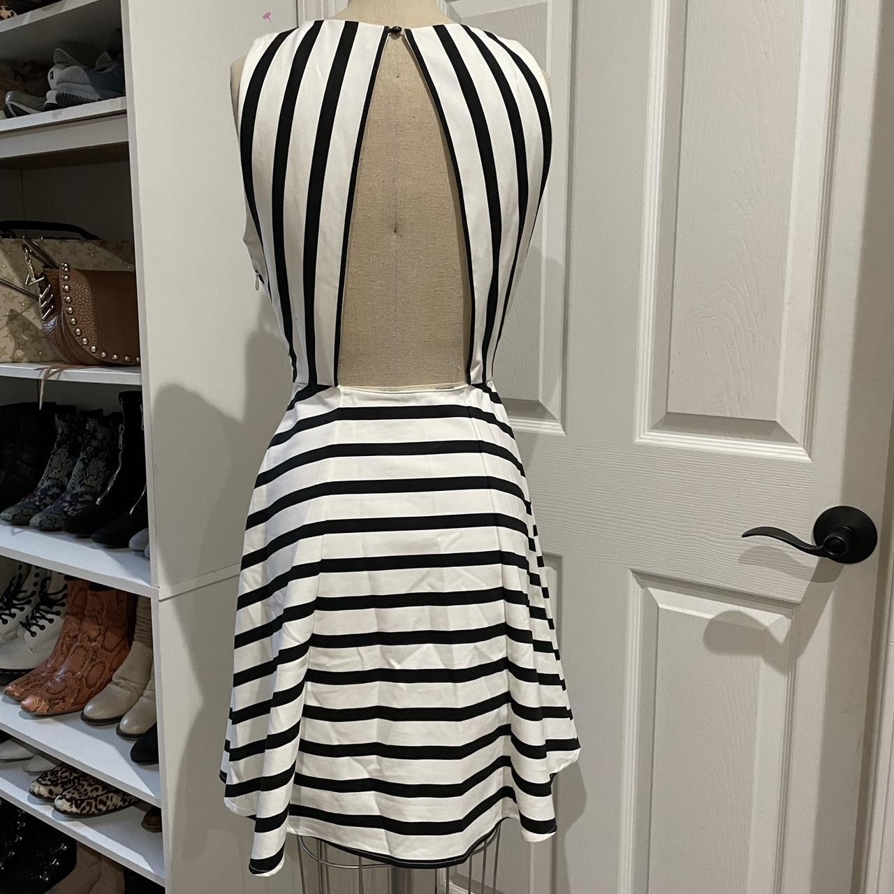 Black and White Striped Fit & Flare Dress