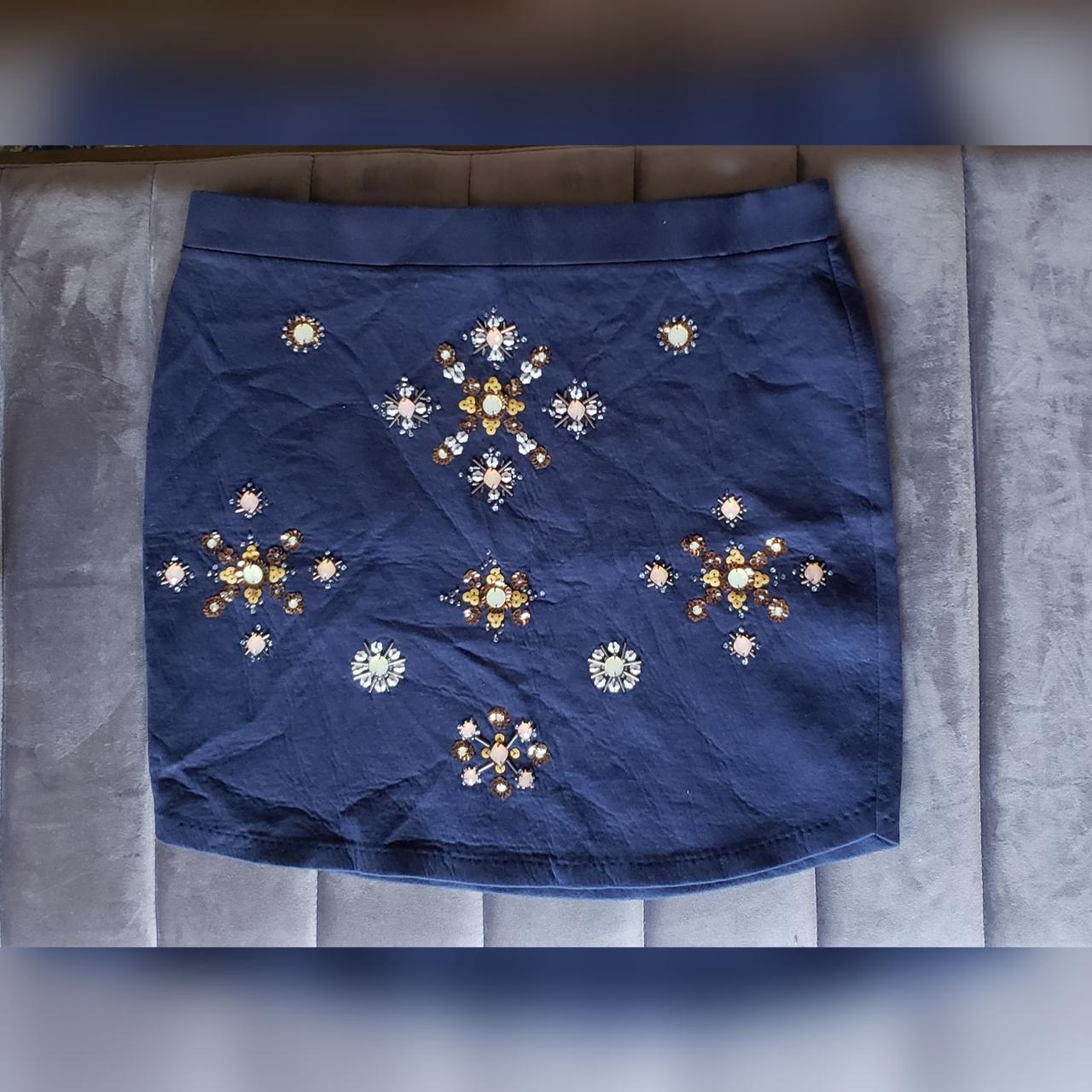 H&M Embellished mini skirt size L Rhinestone and... - Depop