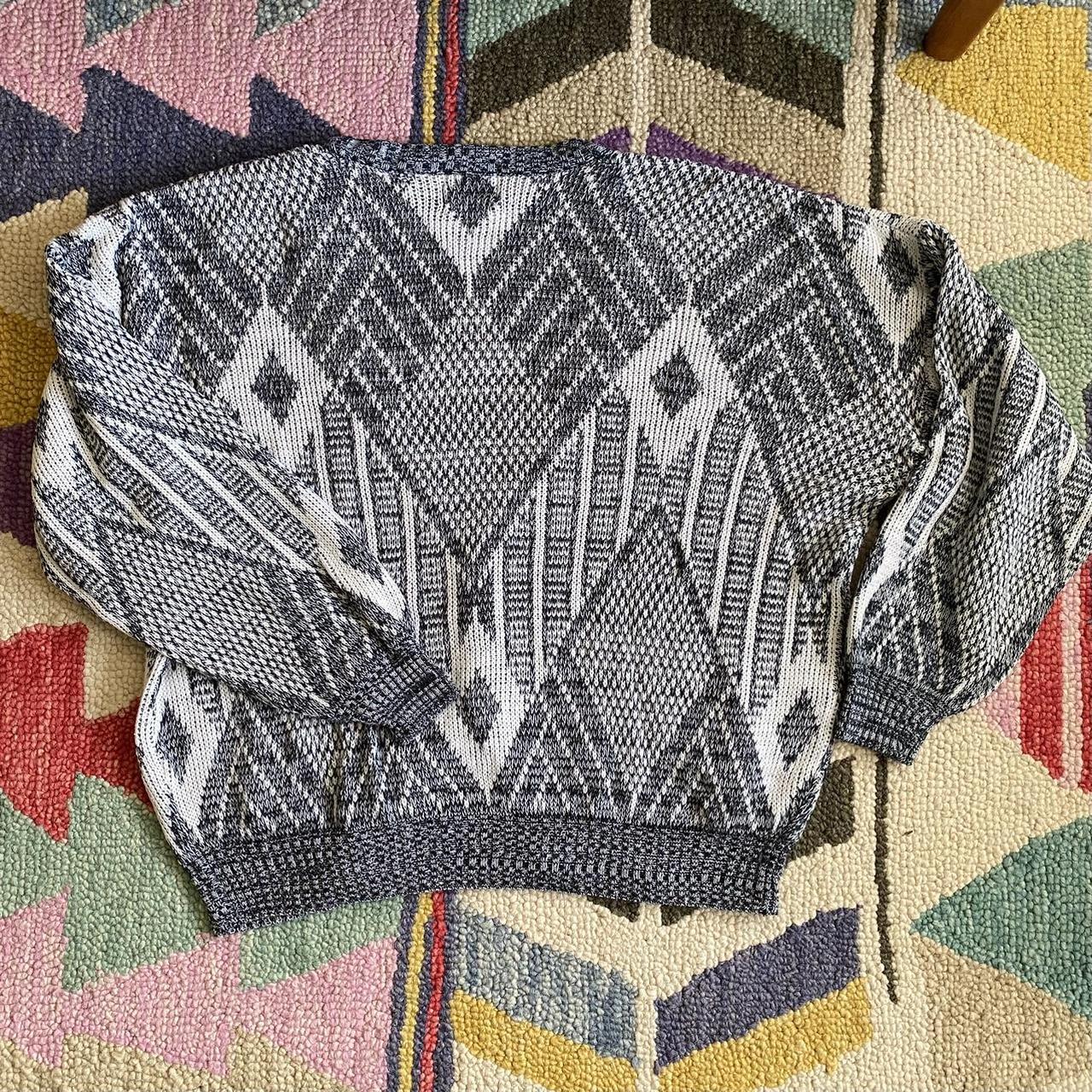 vintage 90s santana knit grandpa sweater size - Depop