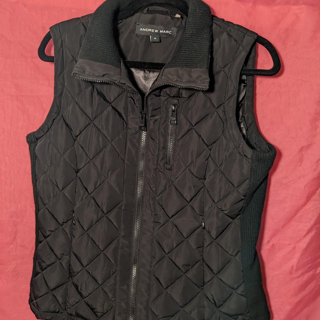 Andrew Marc black quilted vest #vest - Depop