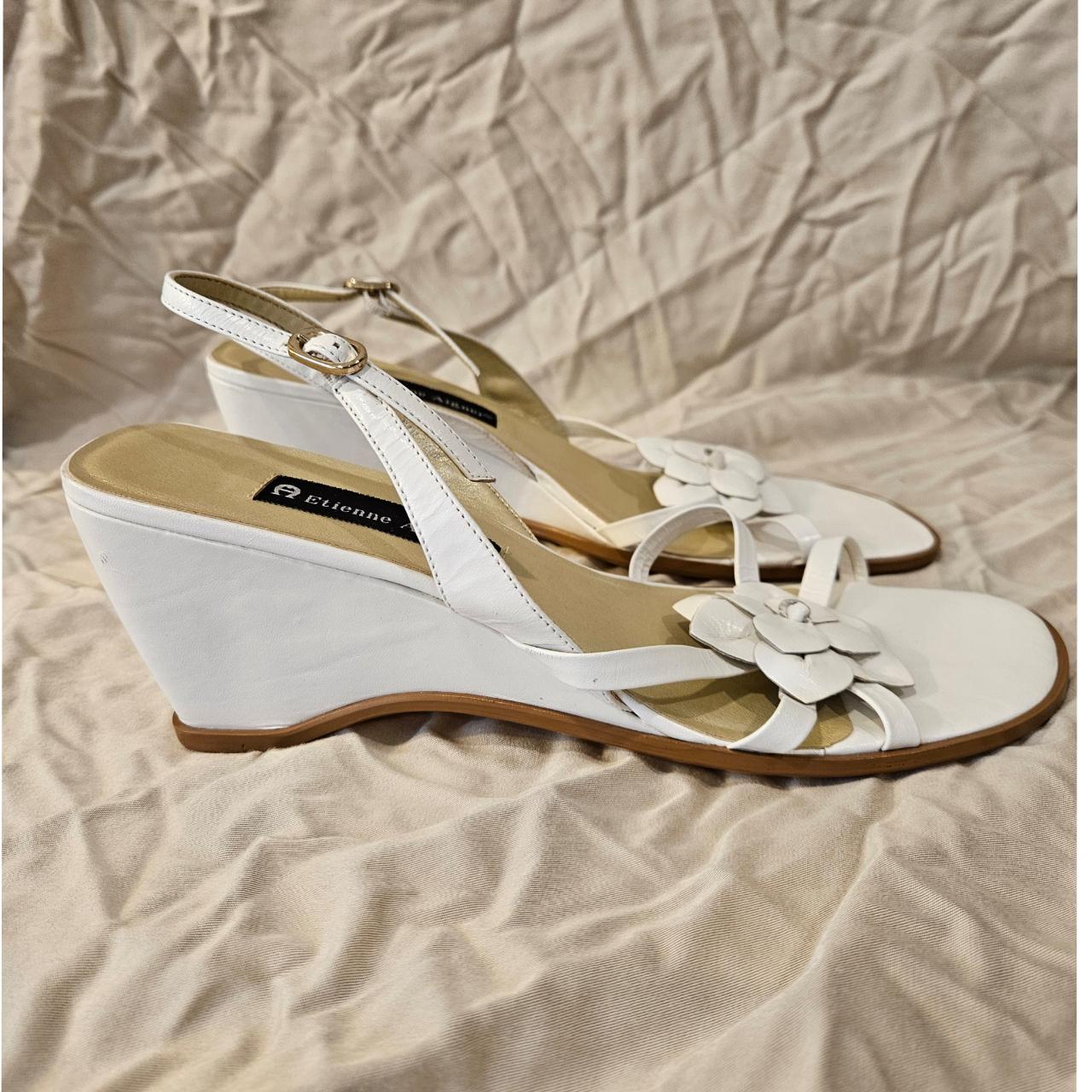 White Heels with flower detail All leather