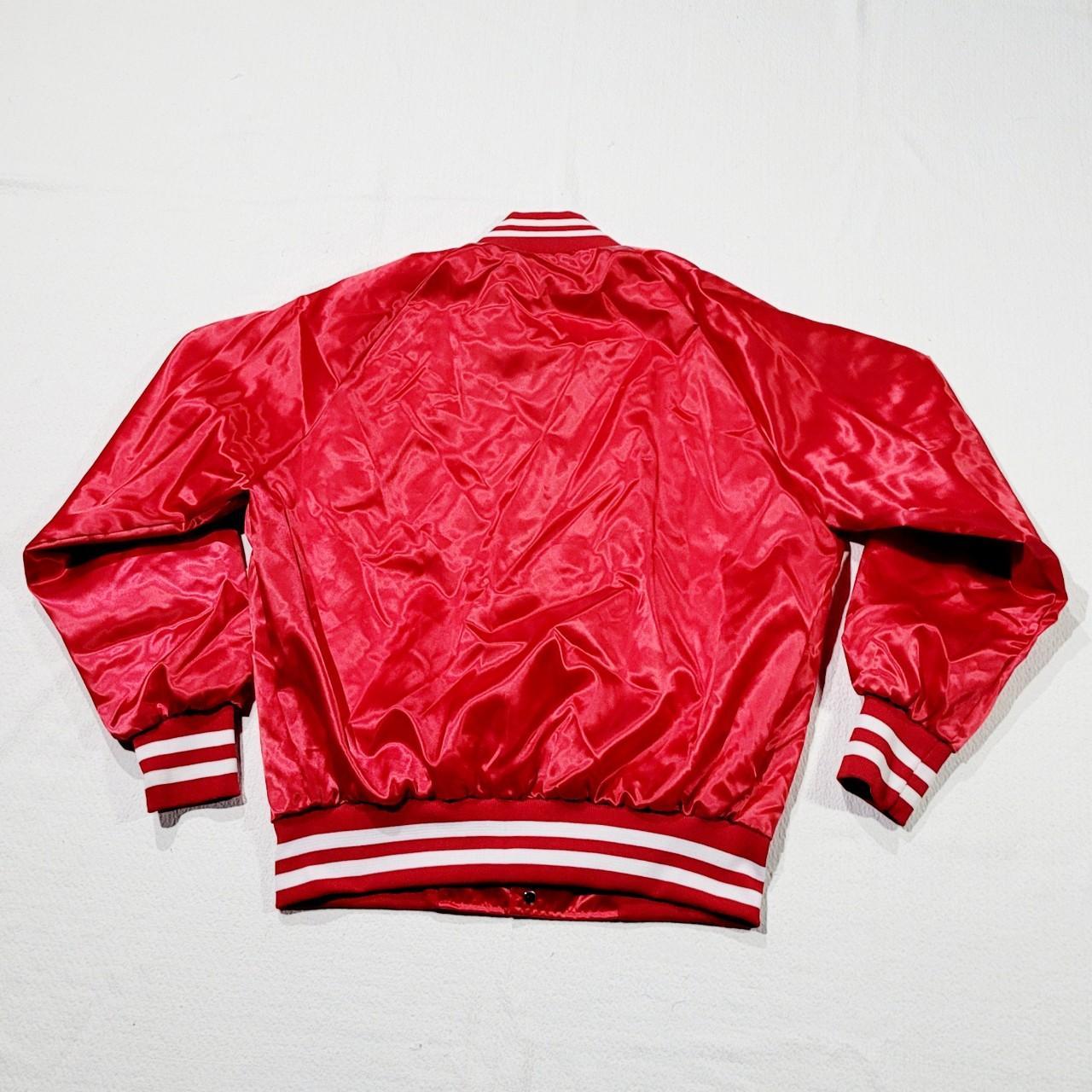 Vintage Bette & Court Red Patterned Bomber Jacket. - Depop