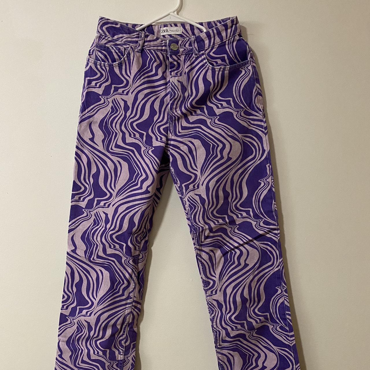 Zara Purple Wide Leg Jeans, only worn once - Depop