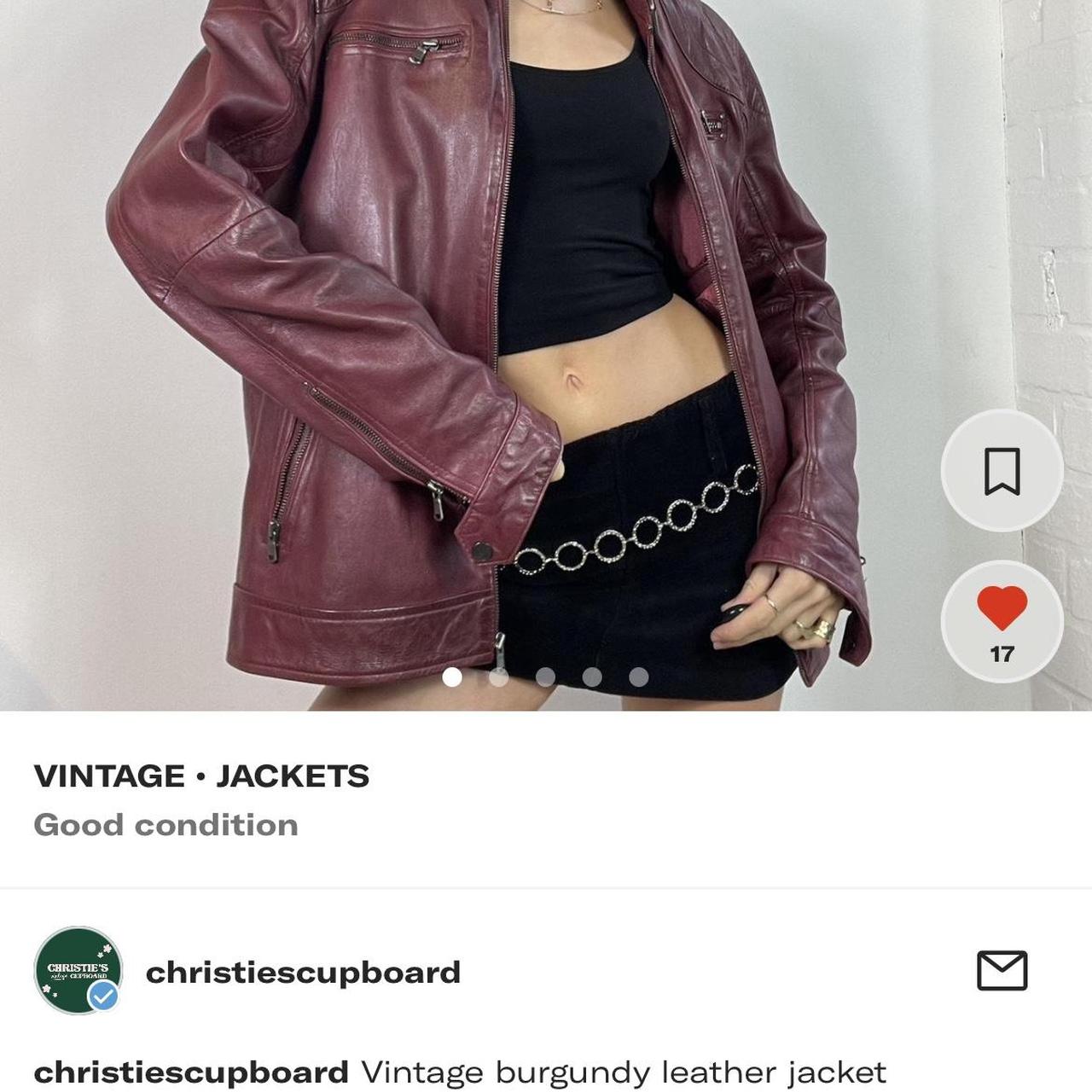 vintage dark red/burgundy leather jacket purchased... - Depop