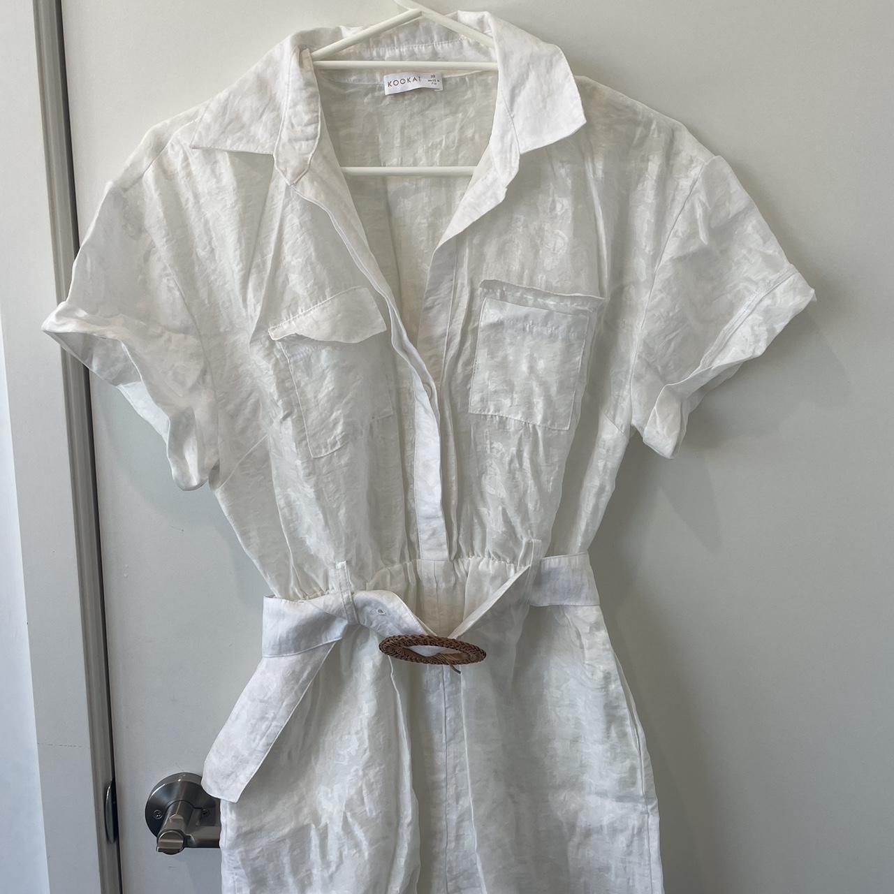 Kookai White Jumpsuit with Belt - Depop