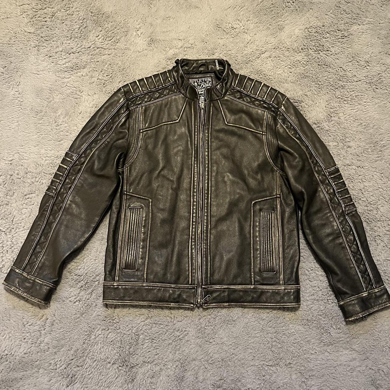 Crazy tuff affliction limited edition leather jacket... - Depop