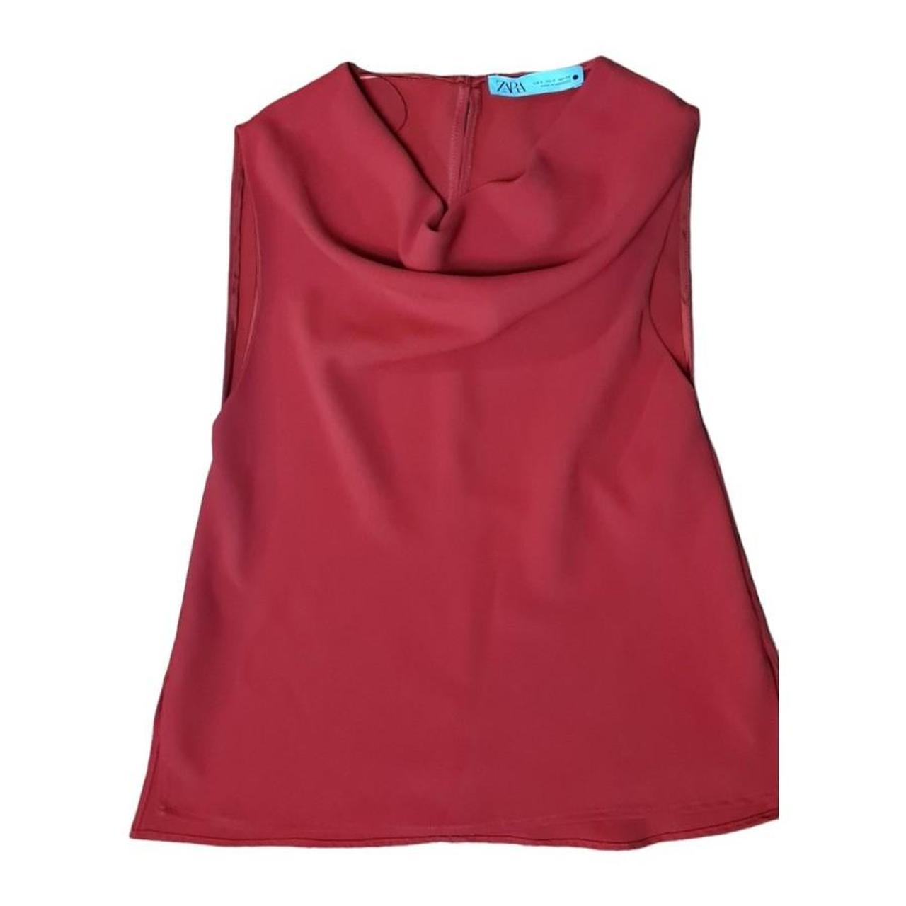 zara red cowl neck top