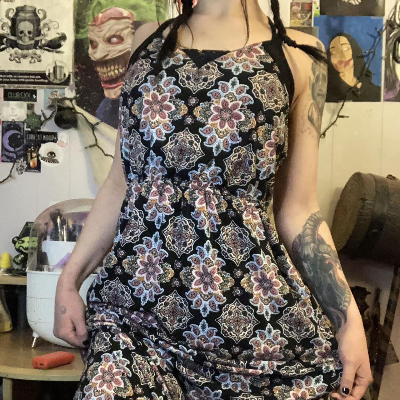 Xhilaration Women's Dress Multi/Black M – Floral maxi dress