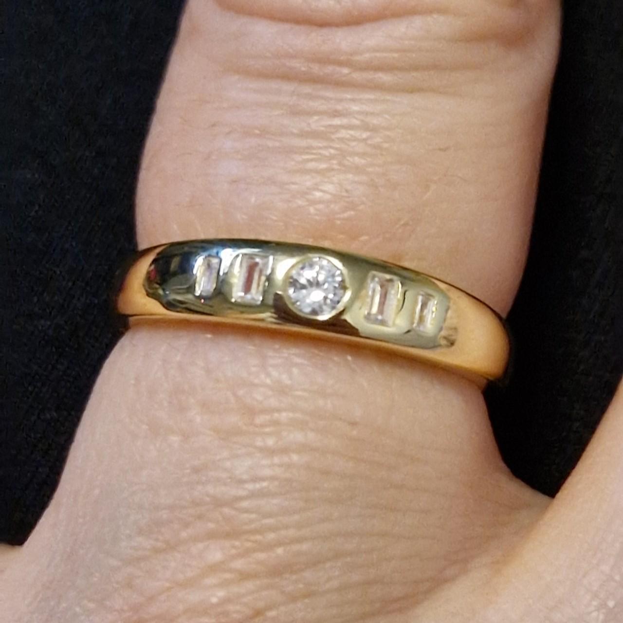 Sterling silver simulated diamond band ring with... Depop