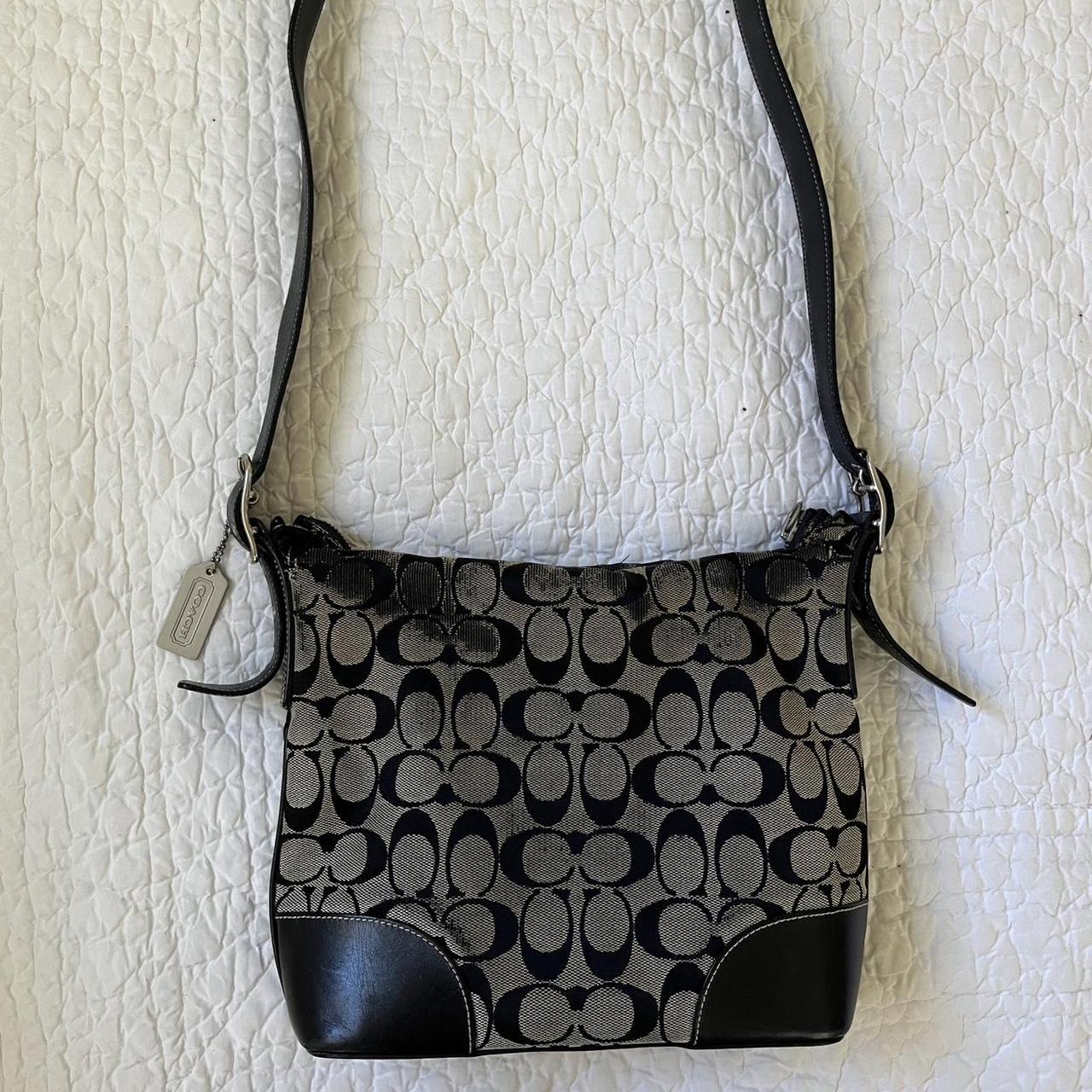 Vintage Coach Signature Shoulder Bag Black/Gray | Depop