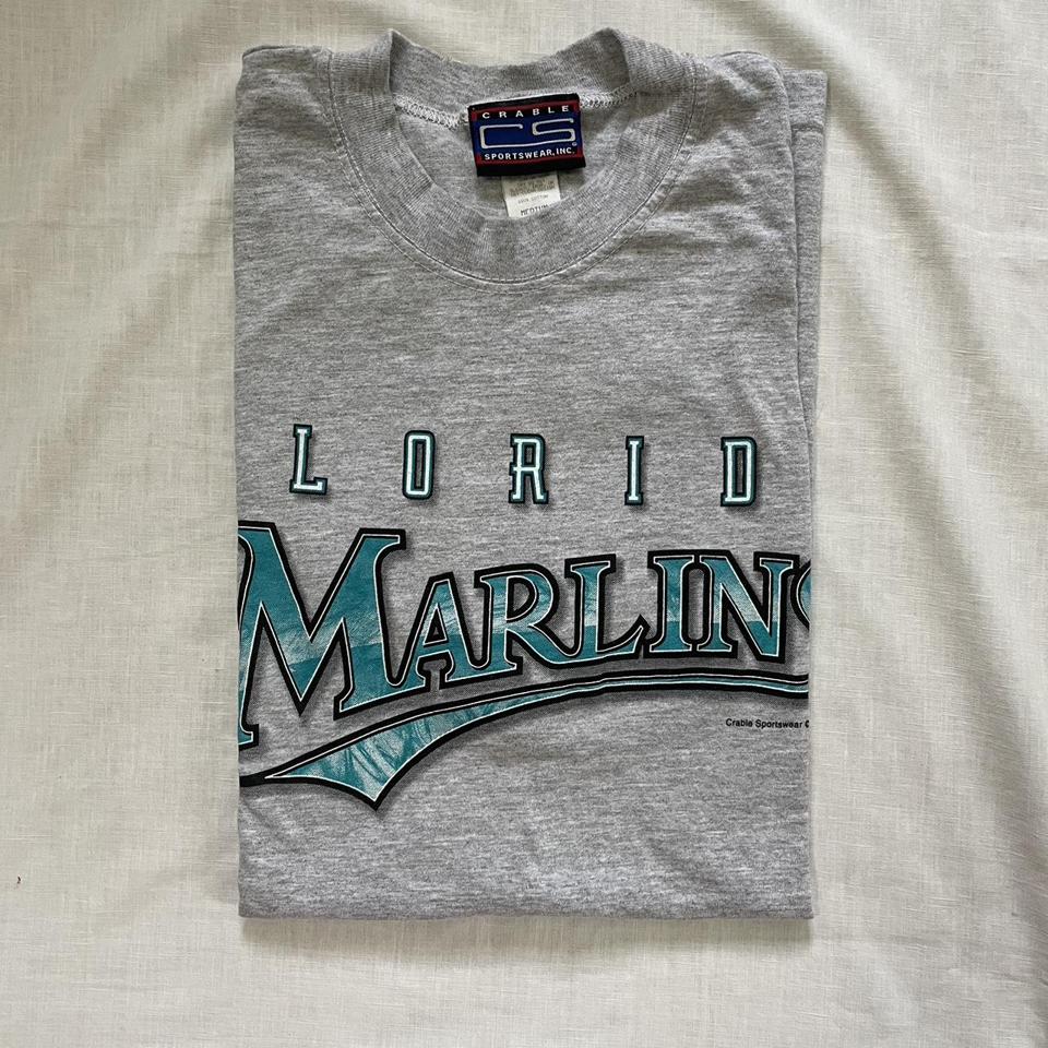 Vintage Florida Marlins Embroidered Tee Logo 7 Size - Depop