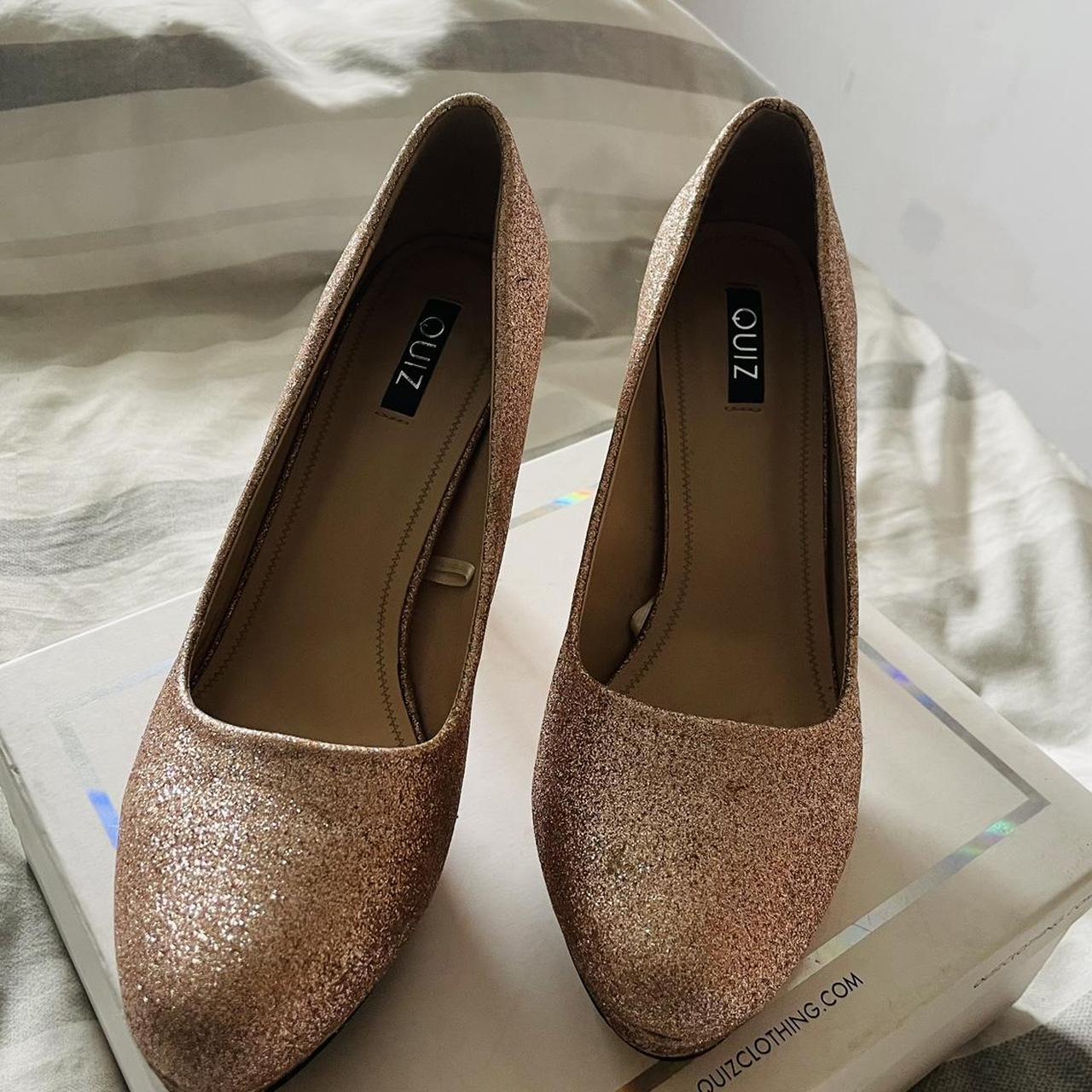 Quiz size rose gold high heel shoes, few signs