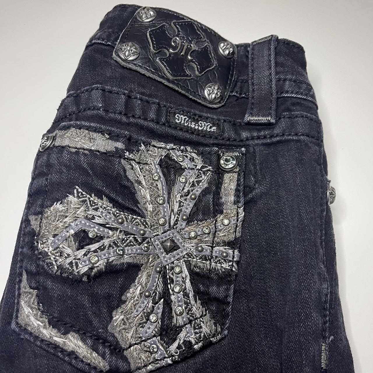 Miss Me Skinny Bedazzled Cross Jeans Size 26 In... - Depop