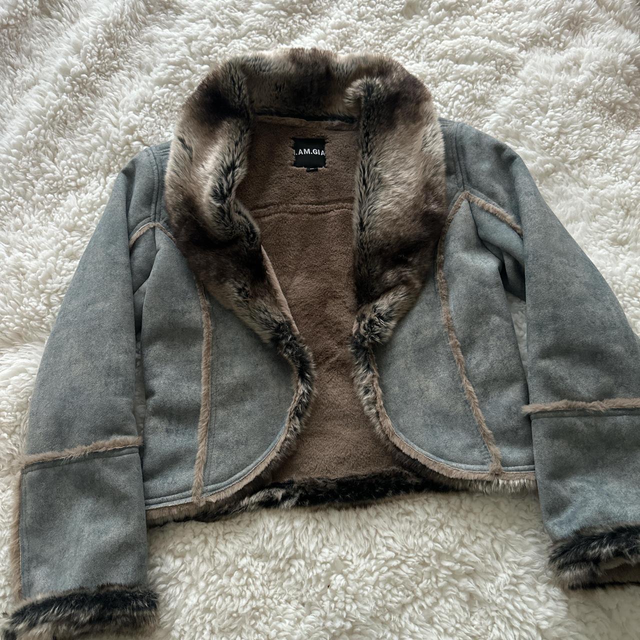 I am Gia asami denim grey blue with fur mini skirt | Depop