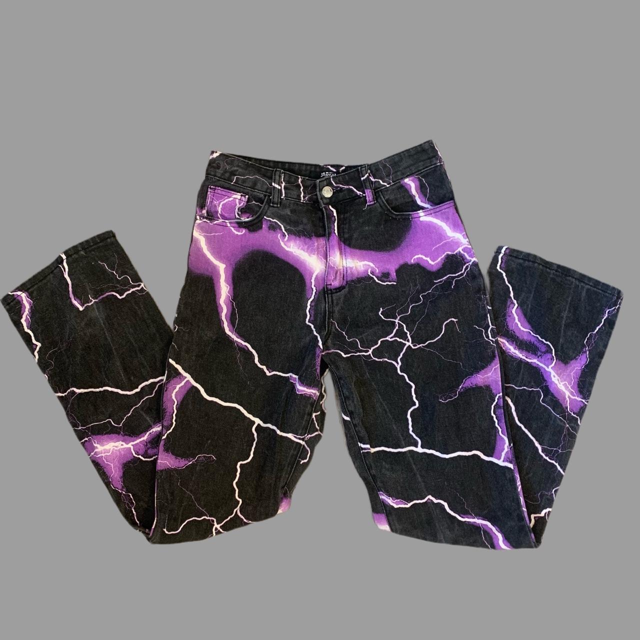 Purple lightning store print boyfriend jeans