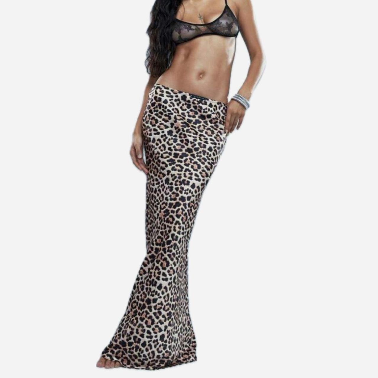 Missguided Satin/silk leopard print maxi skirt Depop