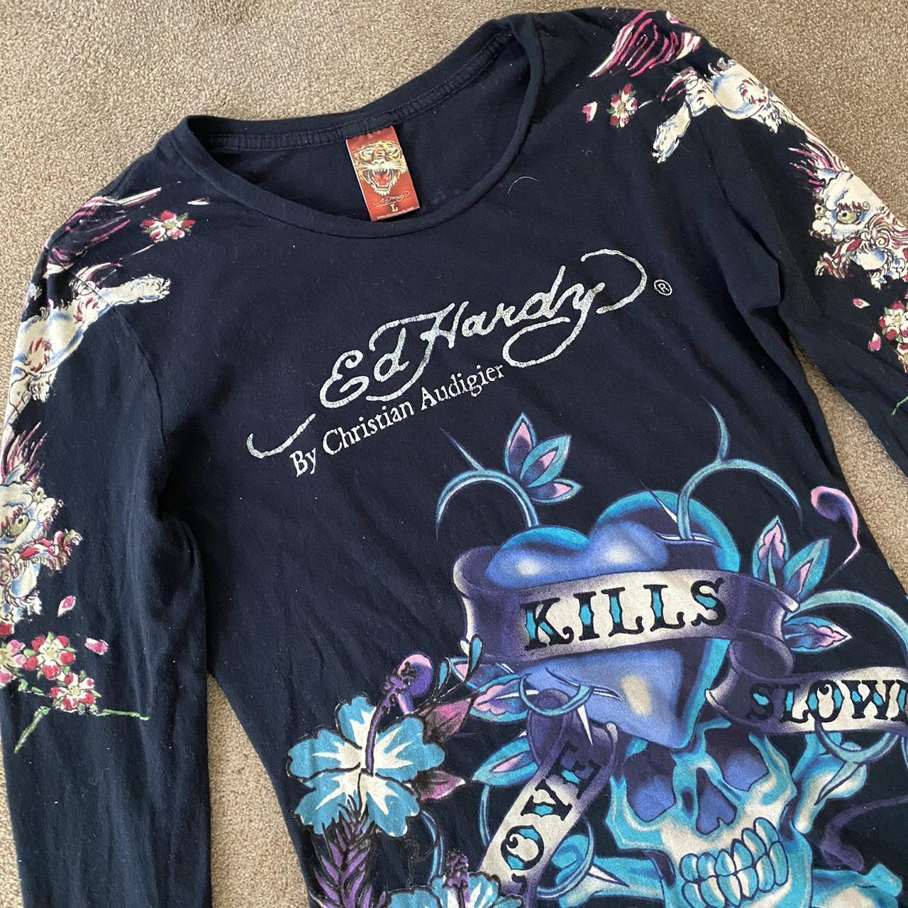 2000s Ed hardy long sleeve shirt super comfy... - Depop