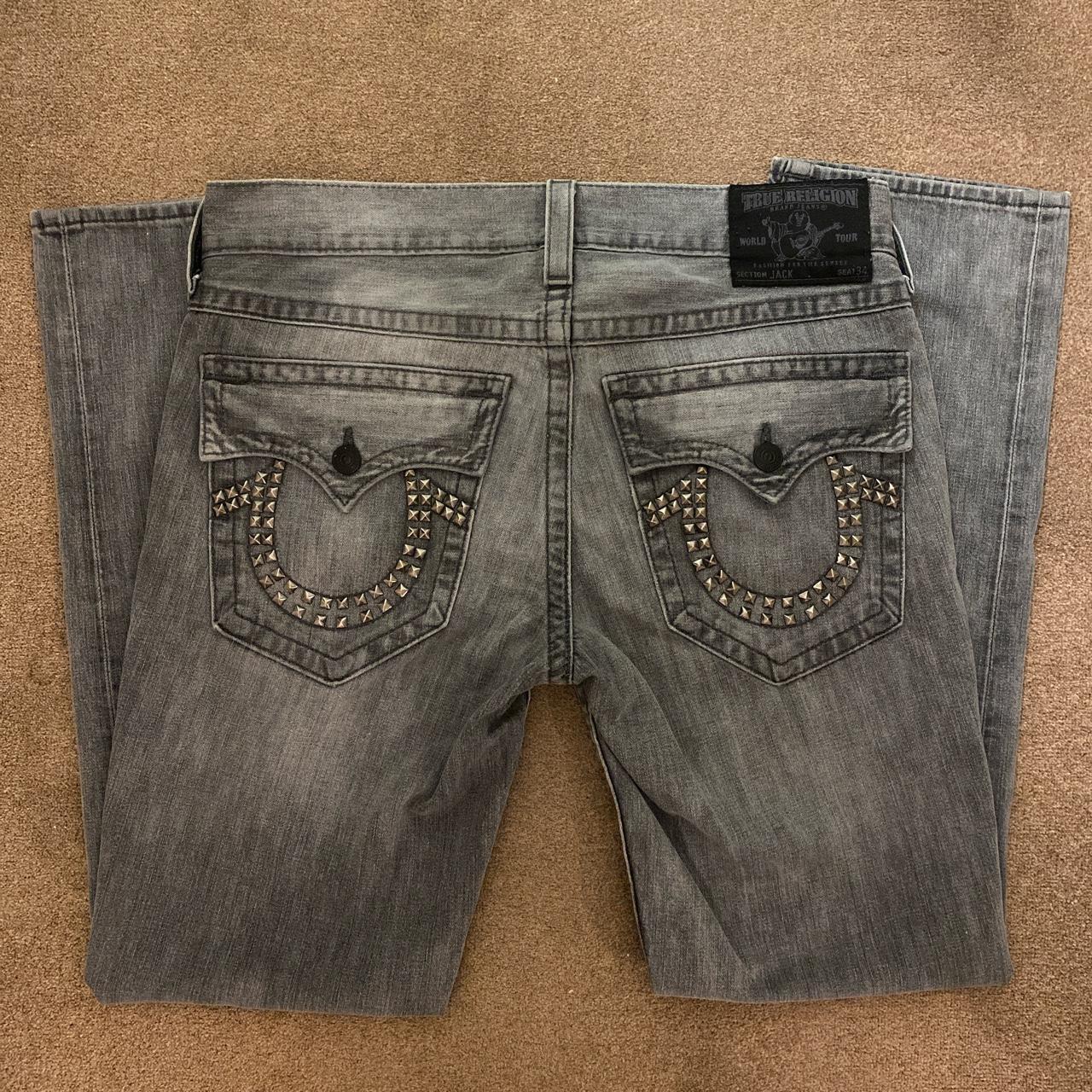 Rare Studded True Religion Grey Jeans Size Is 32 Depop