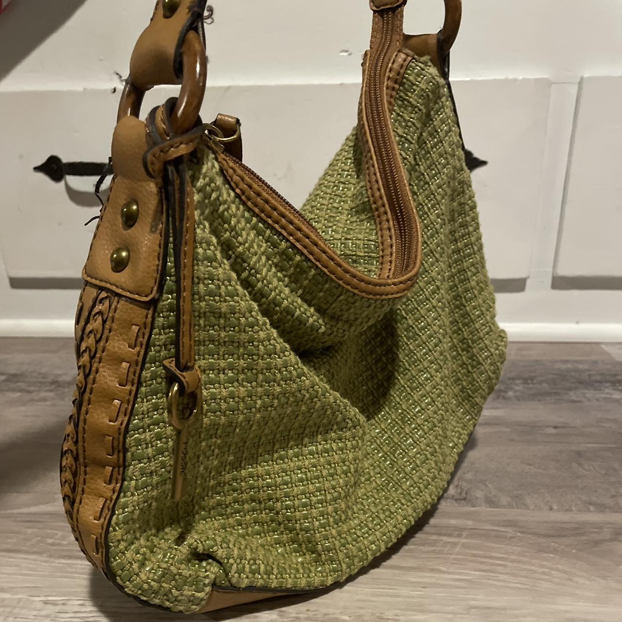 Fossil Women's Brown and Green Bag | Depop