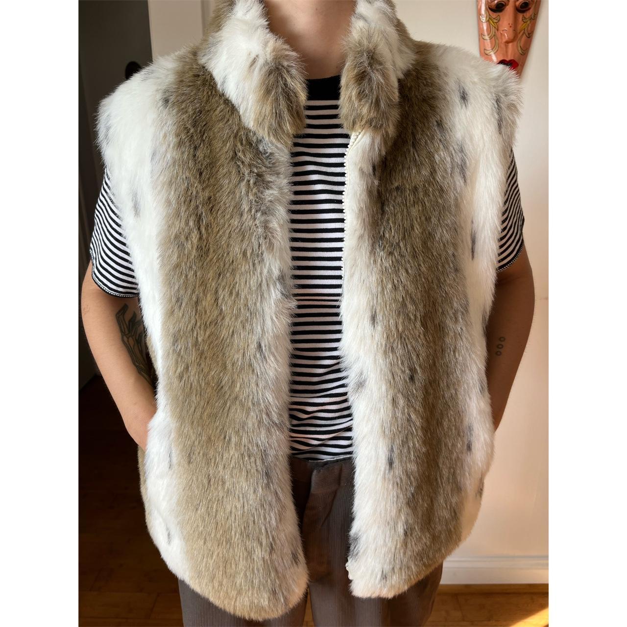 Mens white fur on sale vest