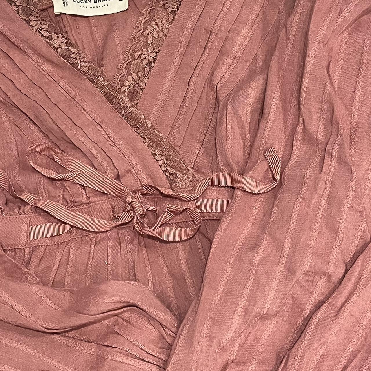 Lucky Brand pink blouse with bead detail •marked - Depop