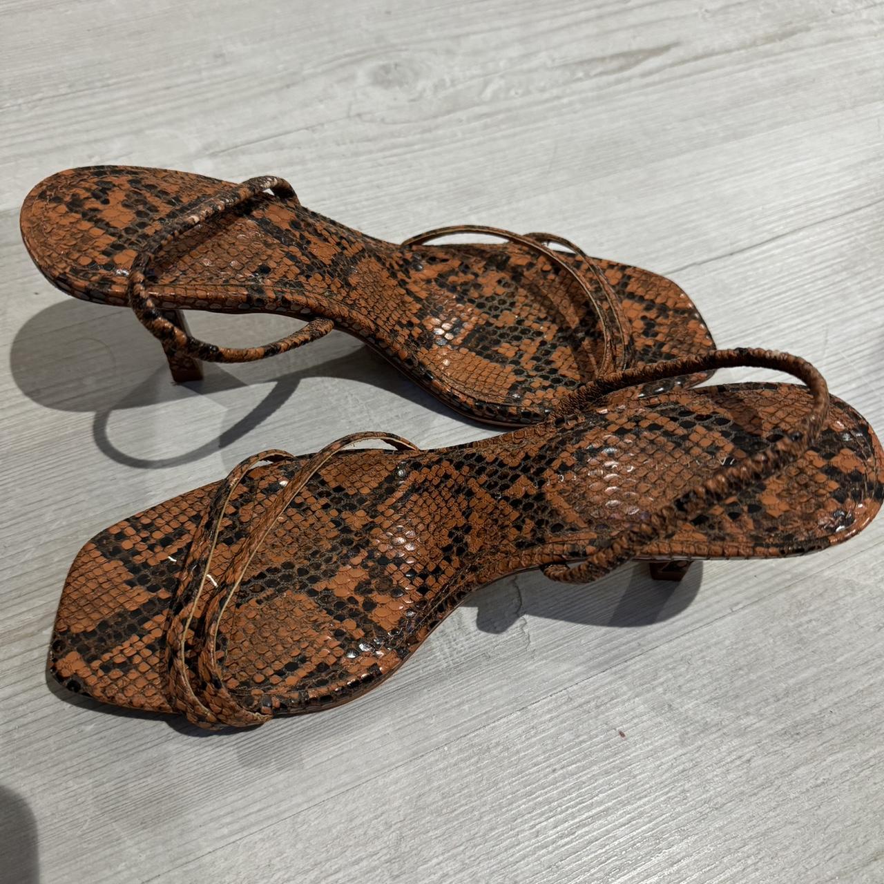 Zara basic snakeskin orange brown small strappy Depop - Main Image