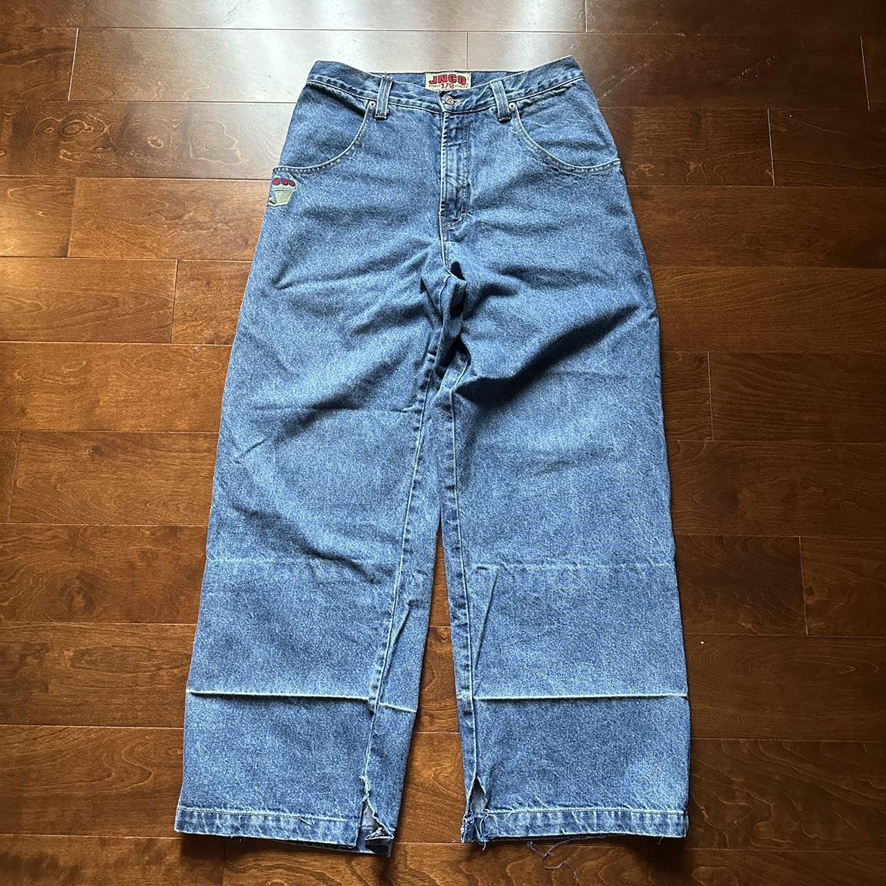 Y2k/90s navy JNCO jeans -size 33x32 -162 is my... - Depop