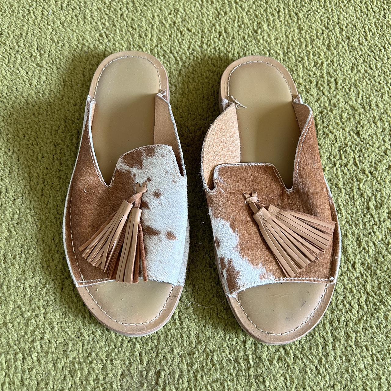 Ladies Size 7 cowhide sandals - Depop