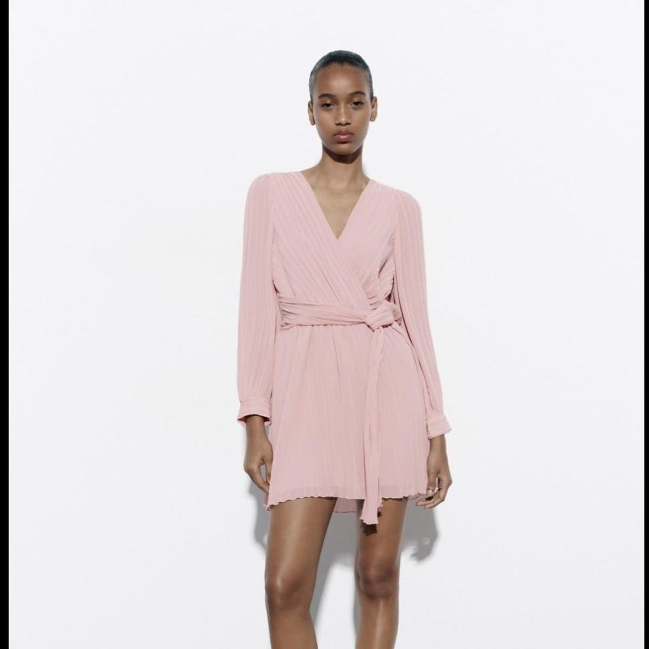 Pale pink wrap dress online