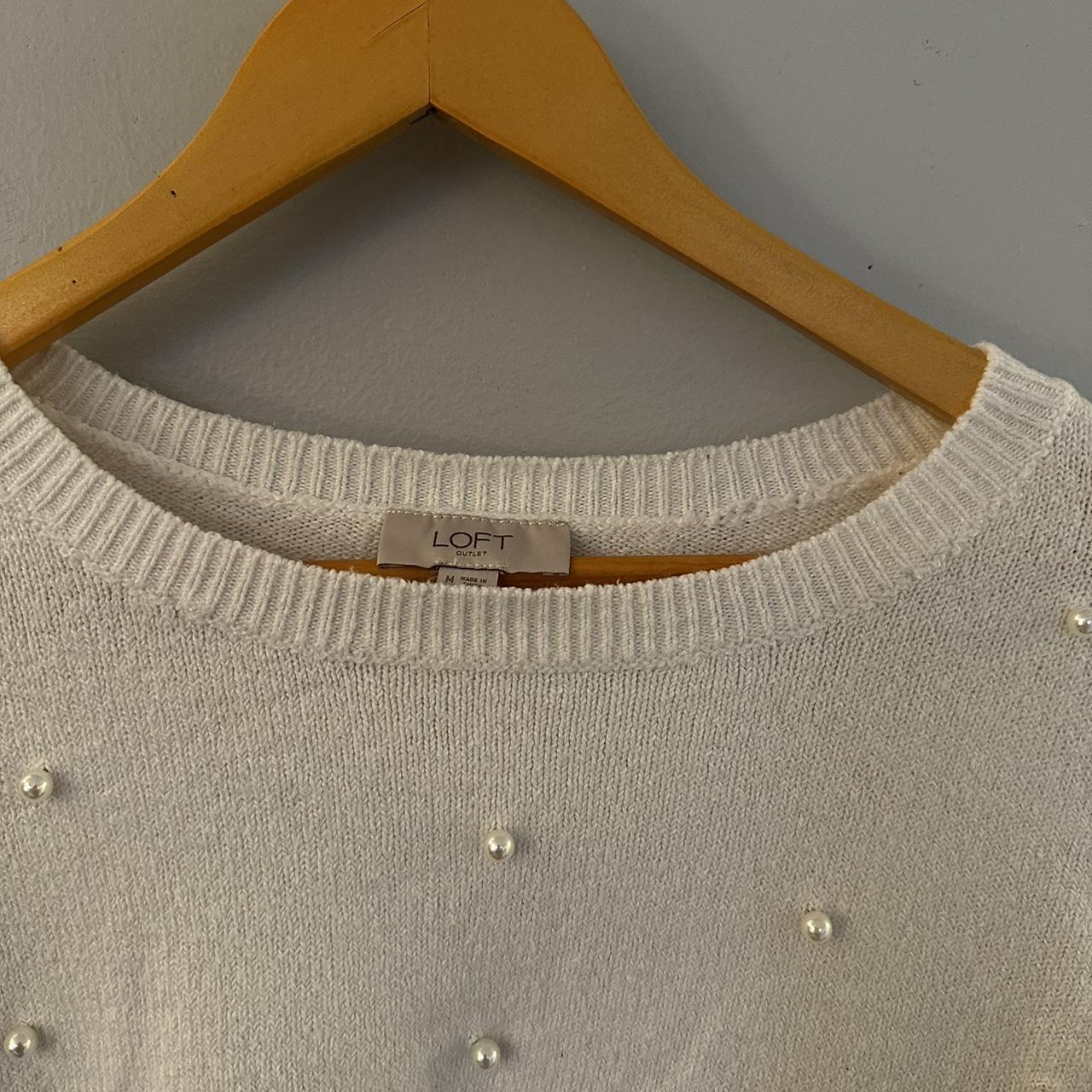 Super cute white Loft sweater with little pearls... - Depop