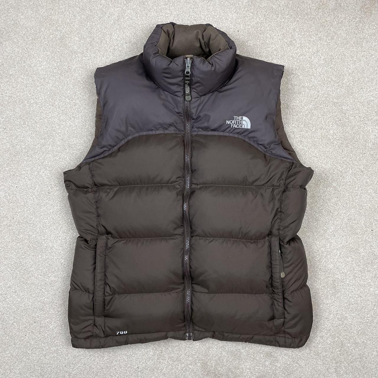 North Face Nuptse Gilet Puffer Jacket 700 Brown -... - Depop