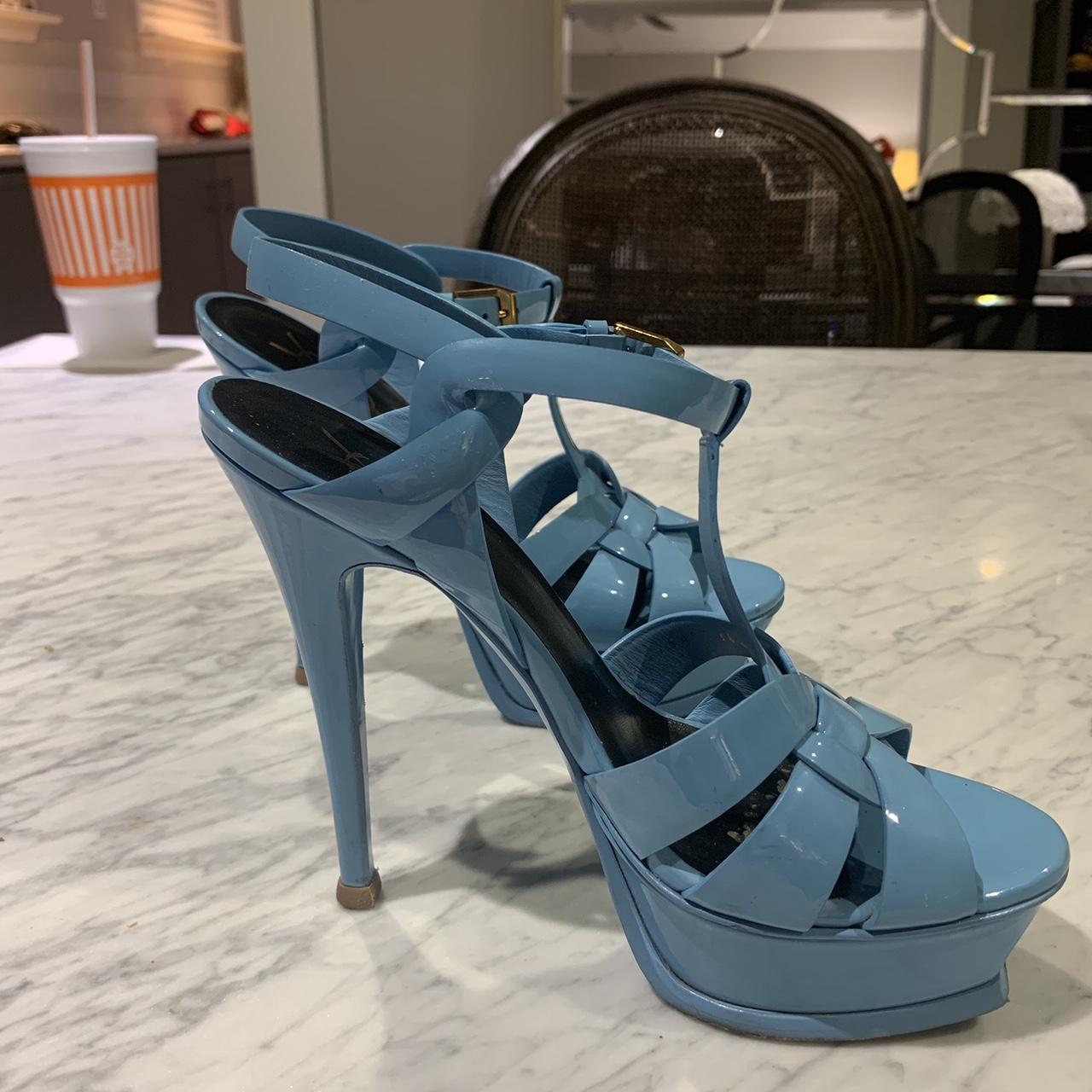 Sky Blue YSL Tribute Sandals #tributes #ysl #blueheels