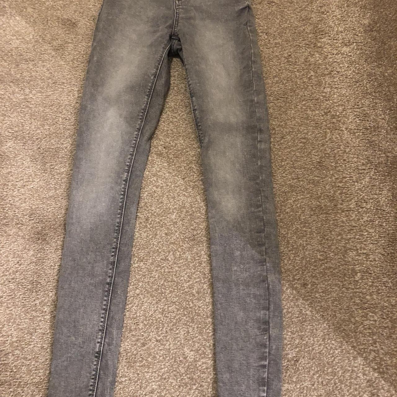 Light grey highwaisted skinny jeans with zip,... Depop