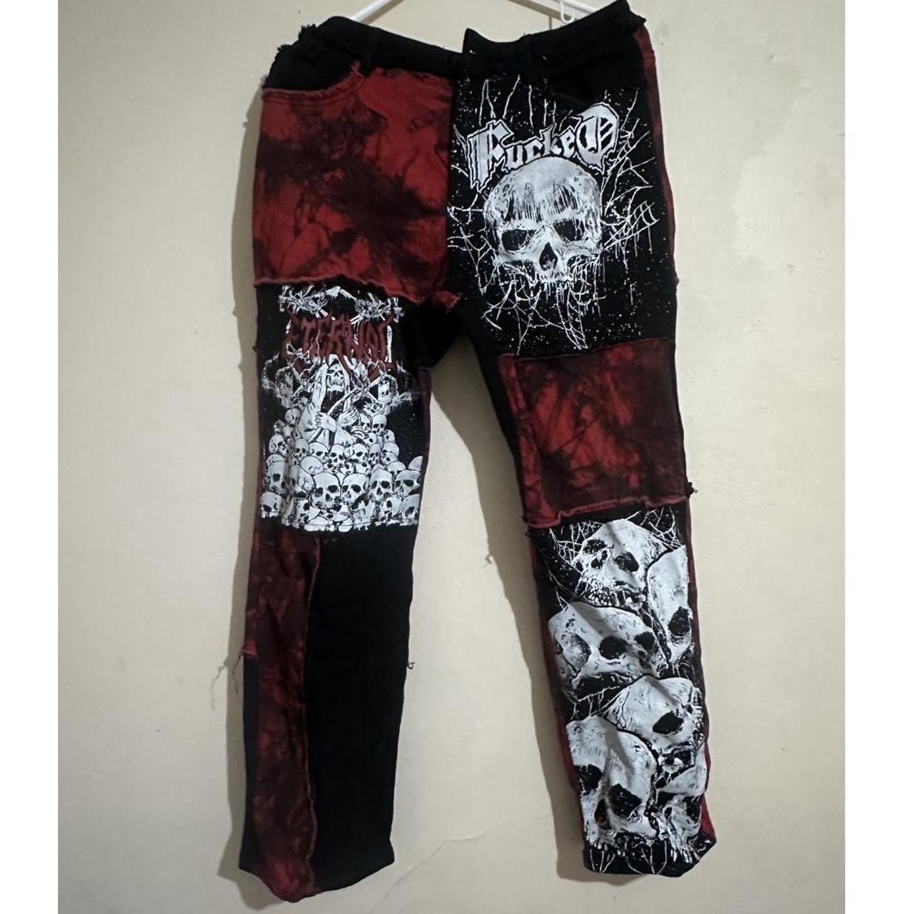 Dolls Kill Women's Black and Red Jeans Depop