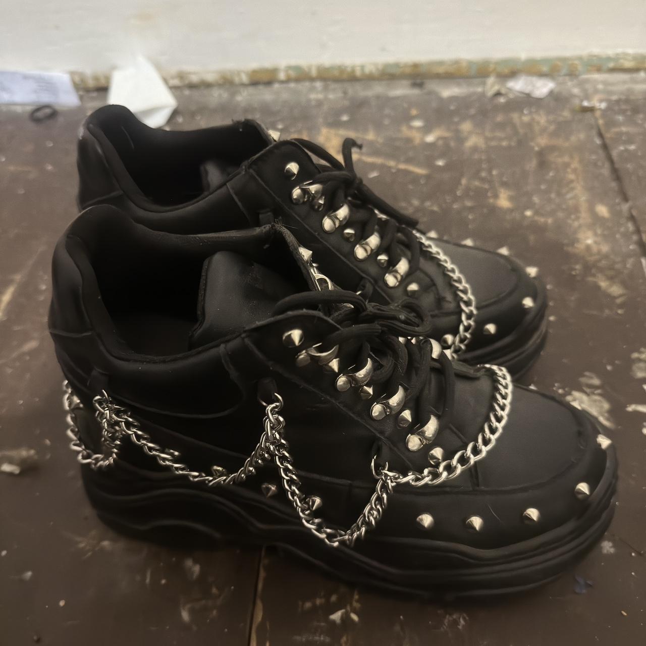 Women's Black and Silver Trainers | Depop