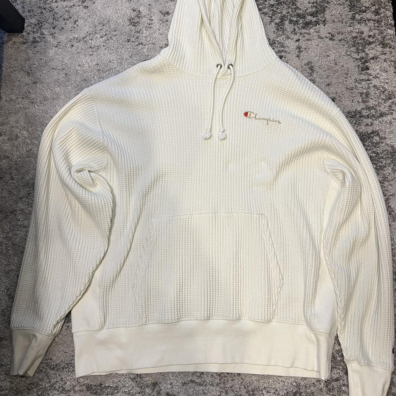 XL cream waffle print champion hoodie No Flaws Depop